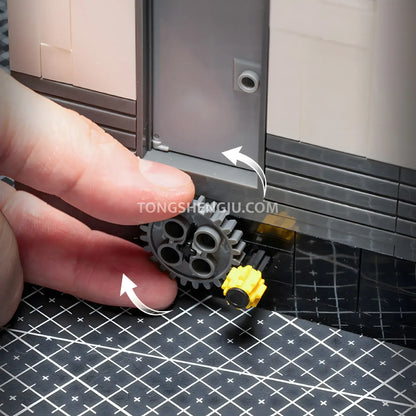 xiaojiaodu jd101 modern garage car building blocks set model car turn on the grear