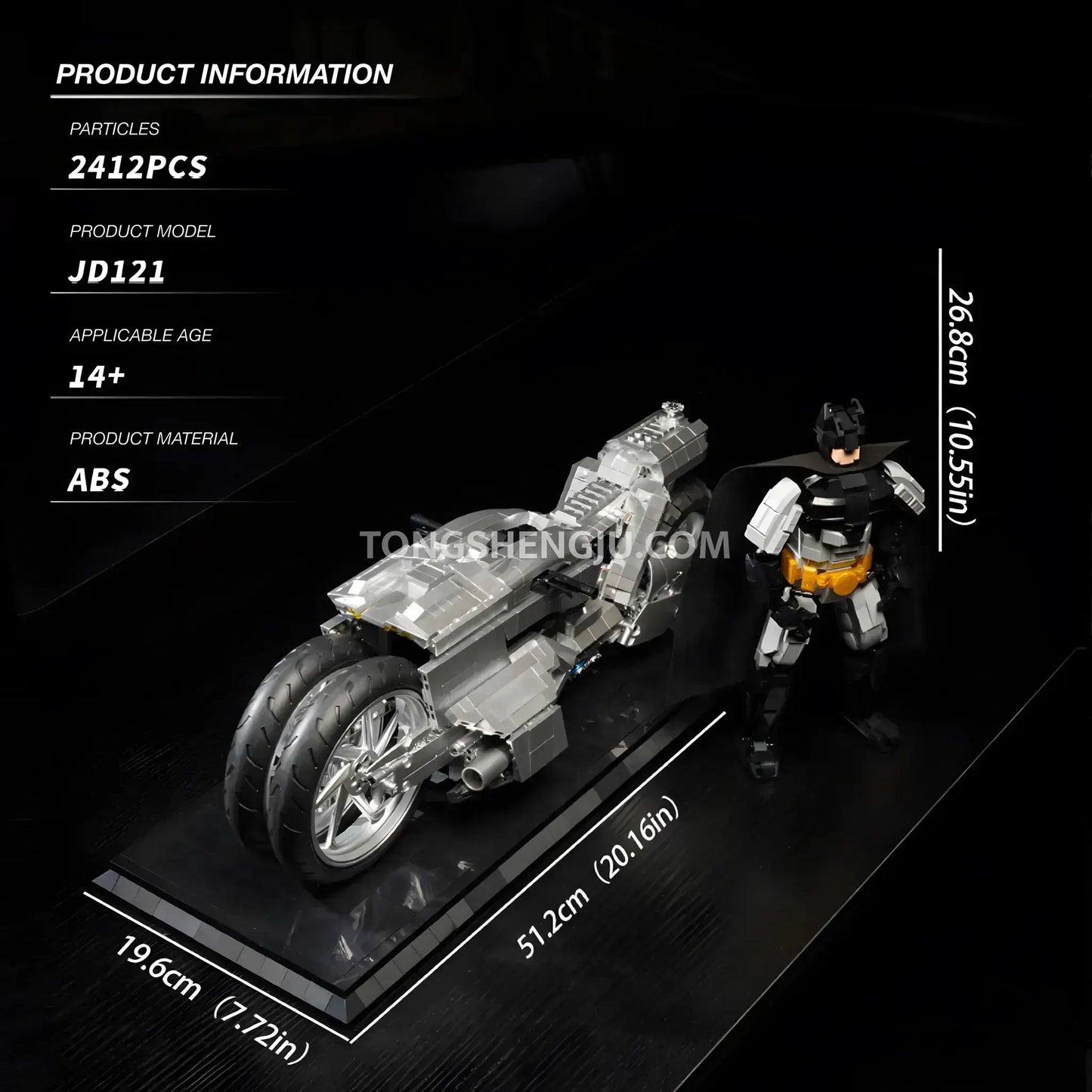 Tongshengju Batmobile Motorcyle Building Blocks Set For Adults & Kids Gift (2412PCS)