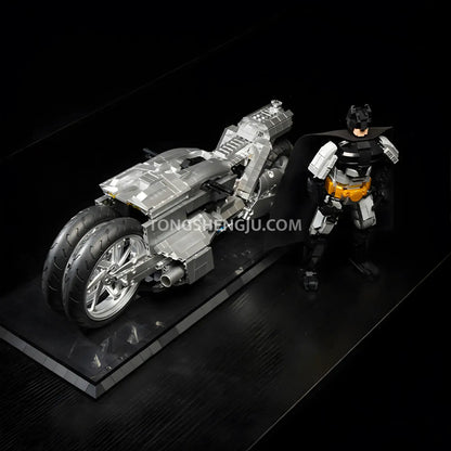 top view of xiaojiaodu jd121 batmobile game movie building set model car 