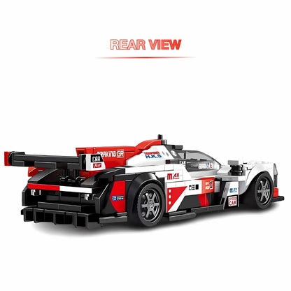 rear view of xiaojiaodu jd061 lemans gr010 model speed car building blocks toy 