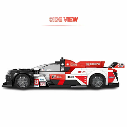 side view of xiaojiaodu jd061 lemans gr010 model speed car building blocks toy 