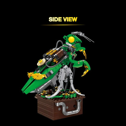 side view of xiaojiaodu mantis machinery building blocks model toy animal