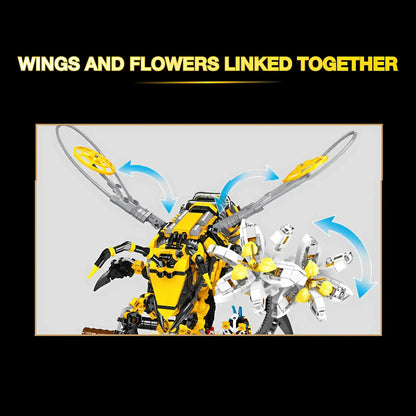 xiaojiaodu jd015 wasp machinery building blocks model toy animal wings and flowers linked together