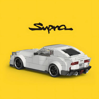 rear view of happy build powerblock pb8808 supra model car building blocks toy