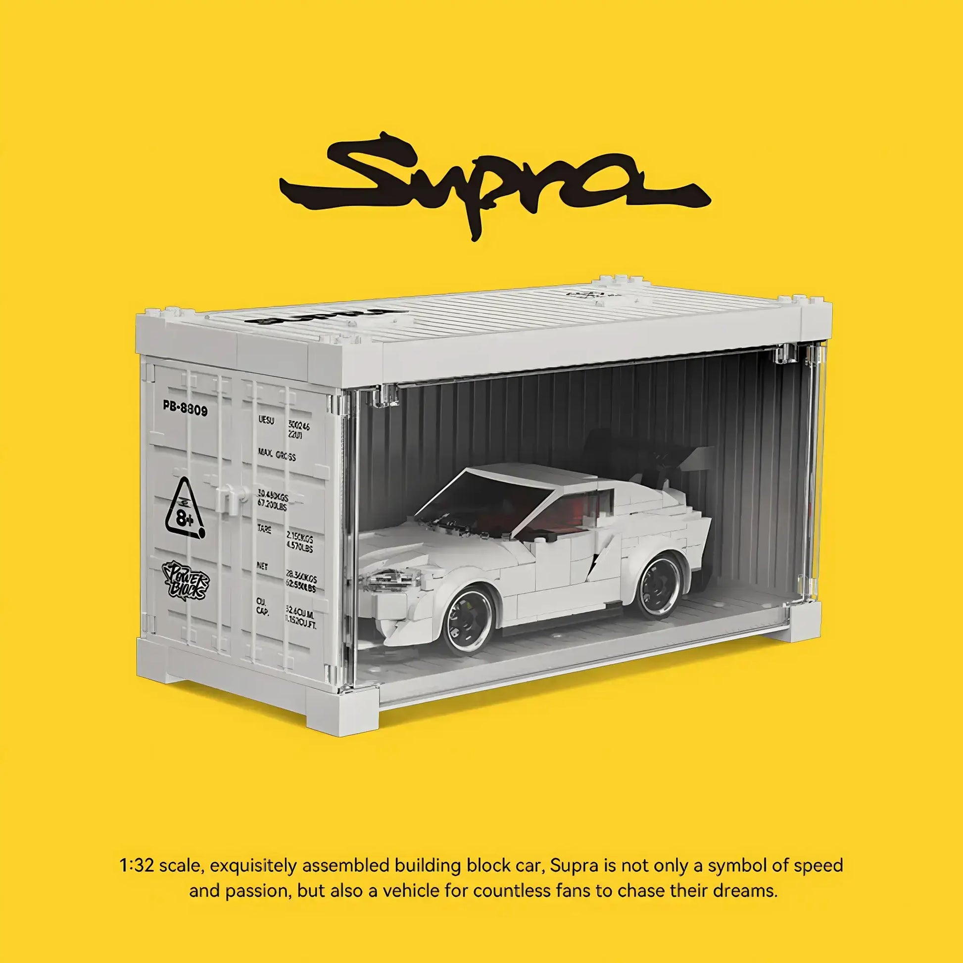 shipping container of happy build powerblock pb8808 supra model car building blocks toy