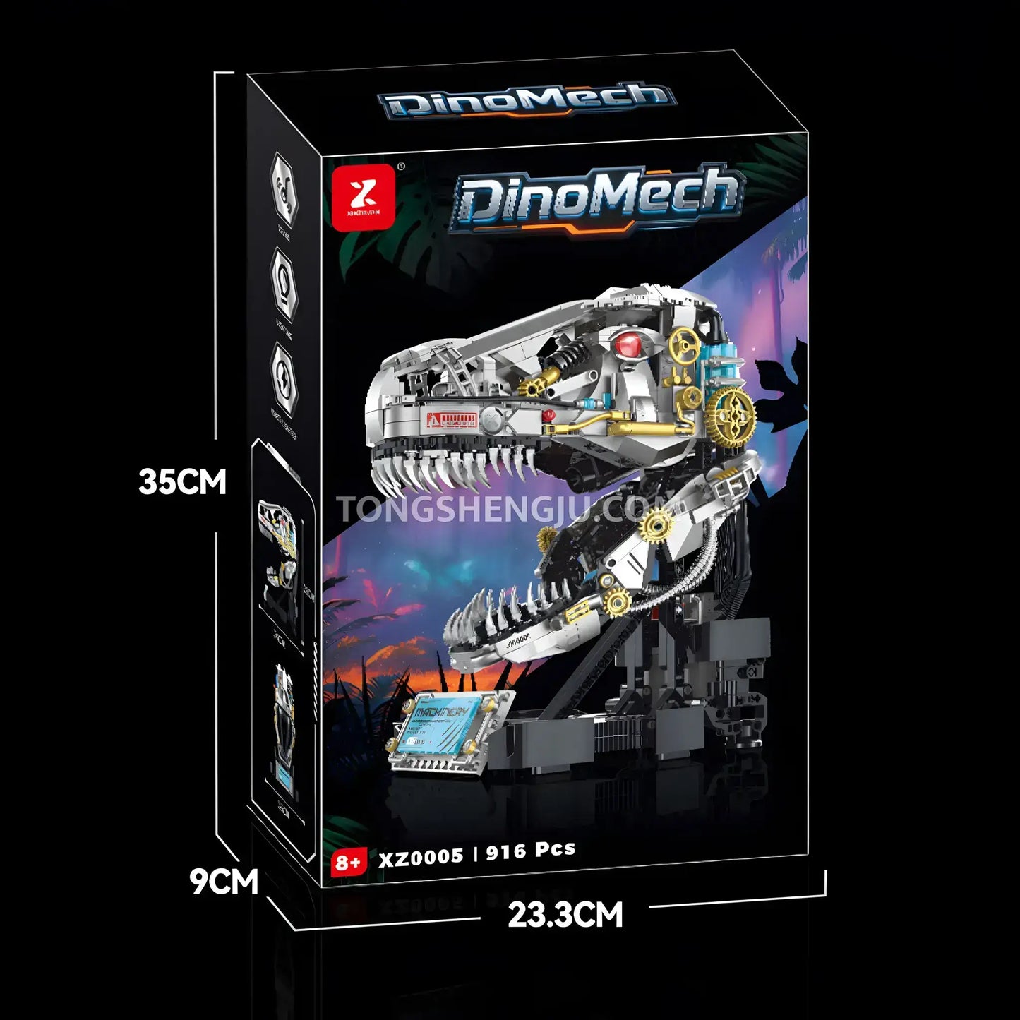 Tongshengju Mechanical T-Rex Skull Dinomech Technic Building Blocks Set For Adults & Kids Gift (916PCS)
