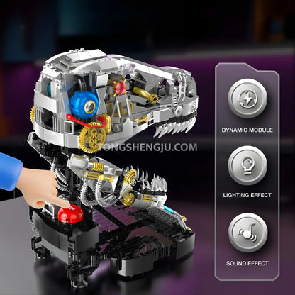 product feature of xinzhuan xz0005 dinomech mechanical t-rex skull model mecha building set