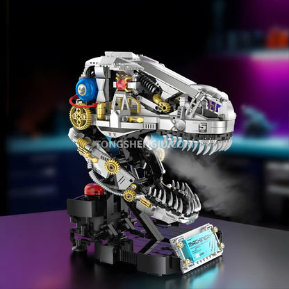 xinzhuan xz0005 dinomech mechanical t-rex skull model mecha building set simulated steam spray effect