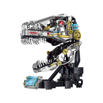 static version of xinzhuan xz0005 dinomech mechanical t-rex skull model mecha building set