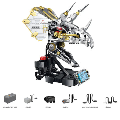 dynamic version of xinzhuan xz0006 dinomech mechanical triceratops skull model mecha building set 