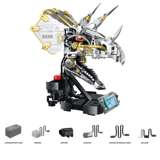 dynamic version of xinzhuan xz0006 dinomech mechanical triceratops skull model mecha building set 