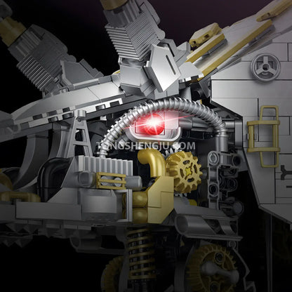 xinzhuan xz0006 dinomech mechanical triceratops skull model mecha building set lighting effect
