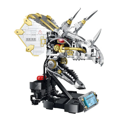 static version of xinzhuan xz0006 dinomech mechanical triceratops skull model mecha building set 