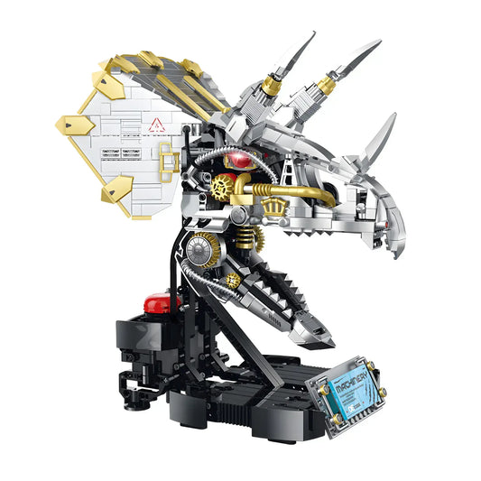 static version of xinzhuan xz0006 dinomech mechanical triceratops skull model mecha building set 