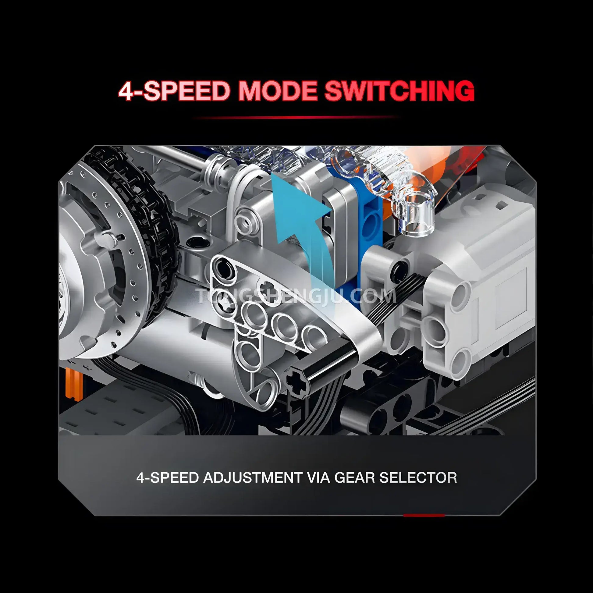 guly xinzhuan xz0014 flathead v2 engine model technic motorcyle building set 4-speed mode switching