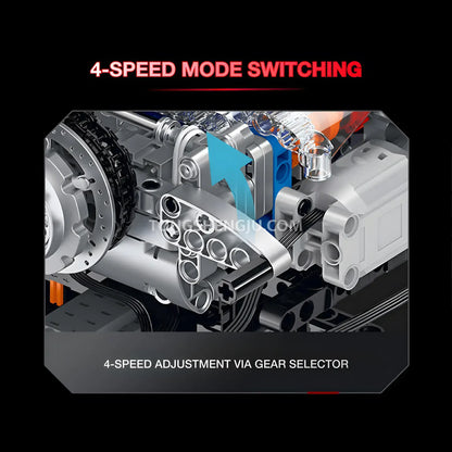 guly xinzhuan xz0014 flathead v2 engine model technic motorcyle building set 4-speed mode switching