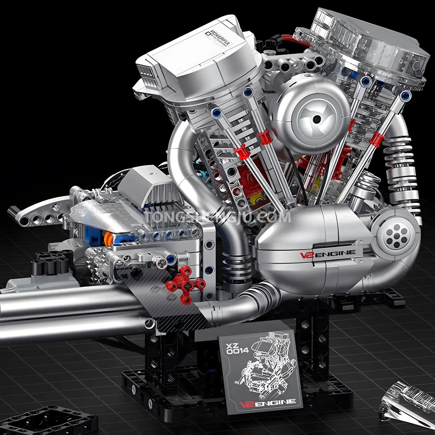 guly xinzhuan xz0014 flathead v2 engine model technic motorcyle building set creativing assembly building