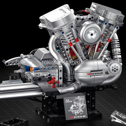 guly xinzhuan xz0014 flathead v2 engine model technic motorcyle building set creativing assembly building