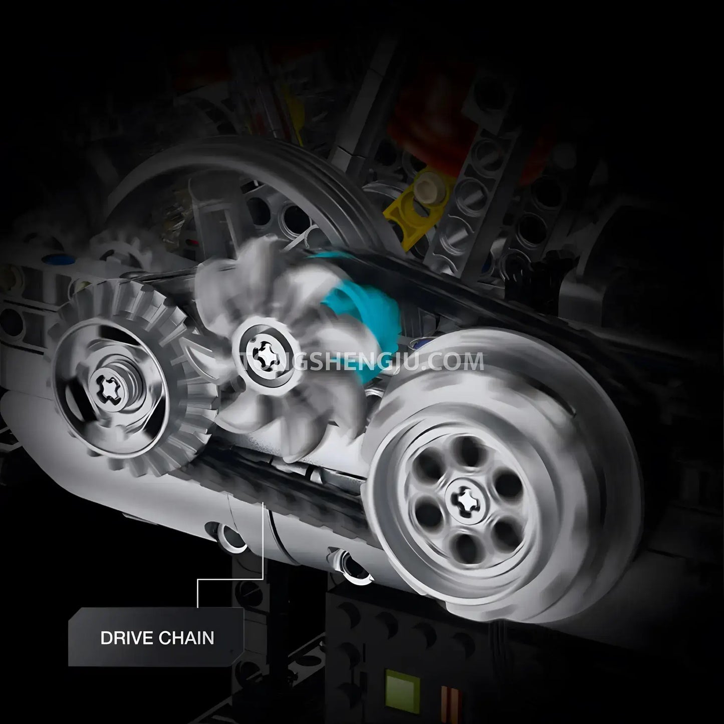 guly xinzhuan xz0014 flathead v2 engine model technic motorcyle building set drive chain