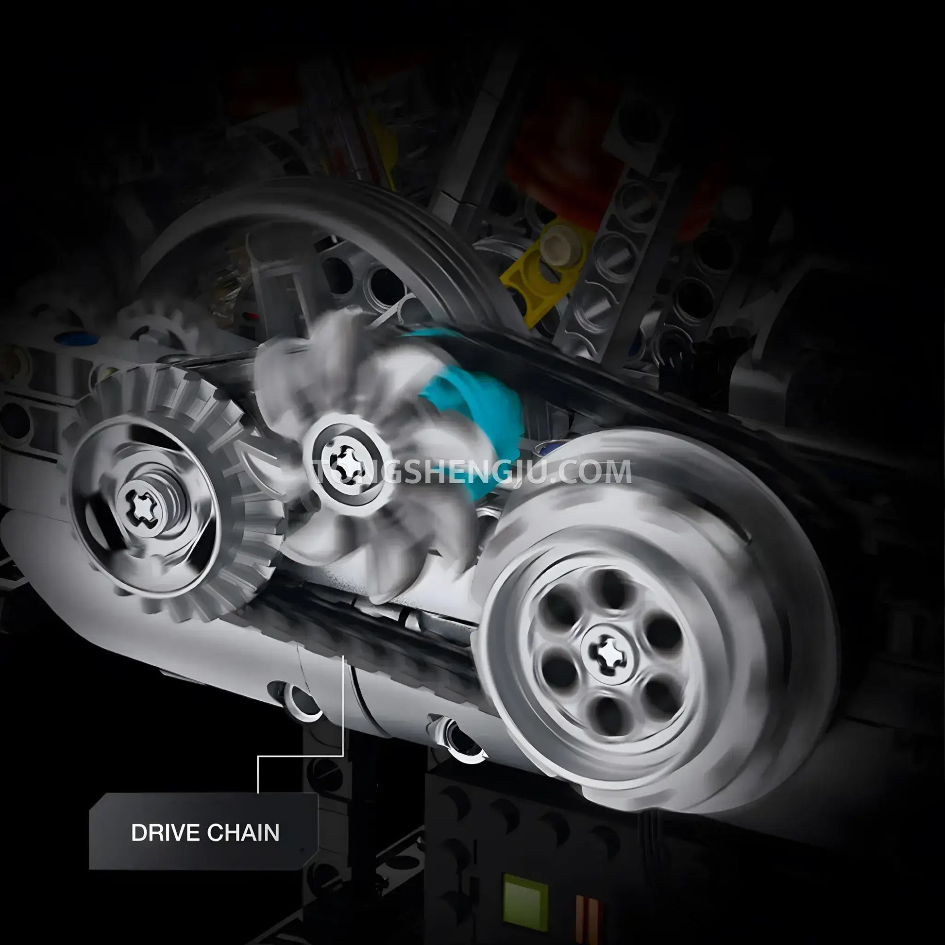 guly xinzhuan xz0014 flathead v2 engine model technic motorcyle building set drive chain