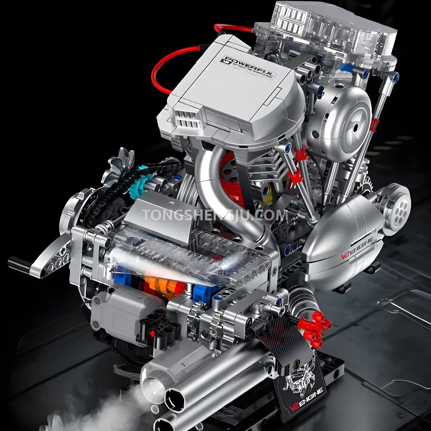 guly xinzhuan xz0014 flathead v2 engine model technic motorcyle building set simulated spary effect