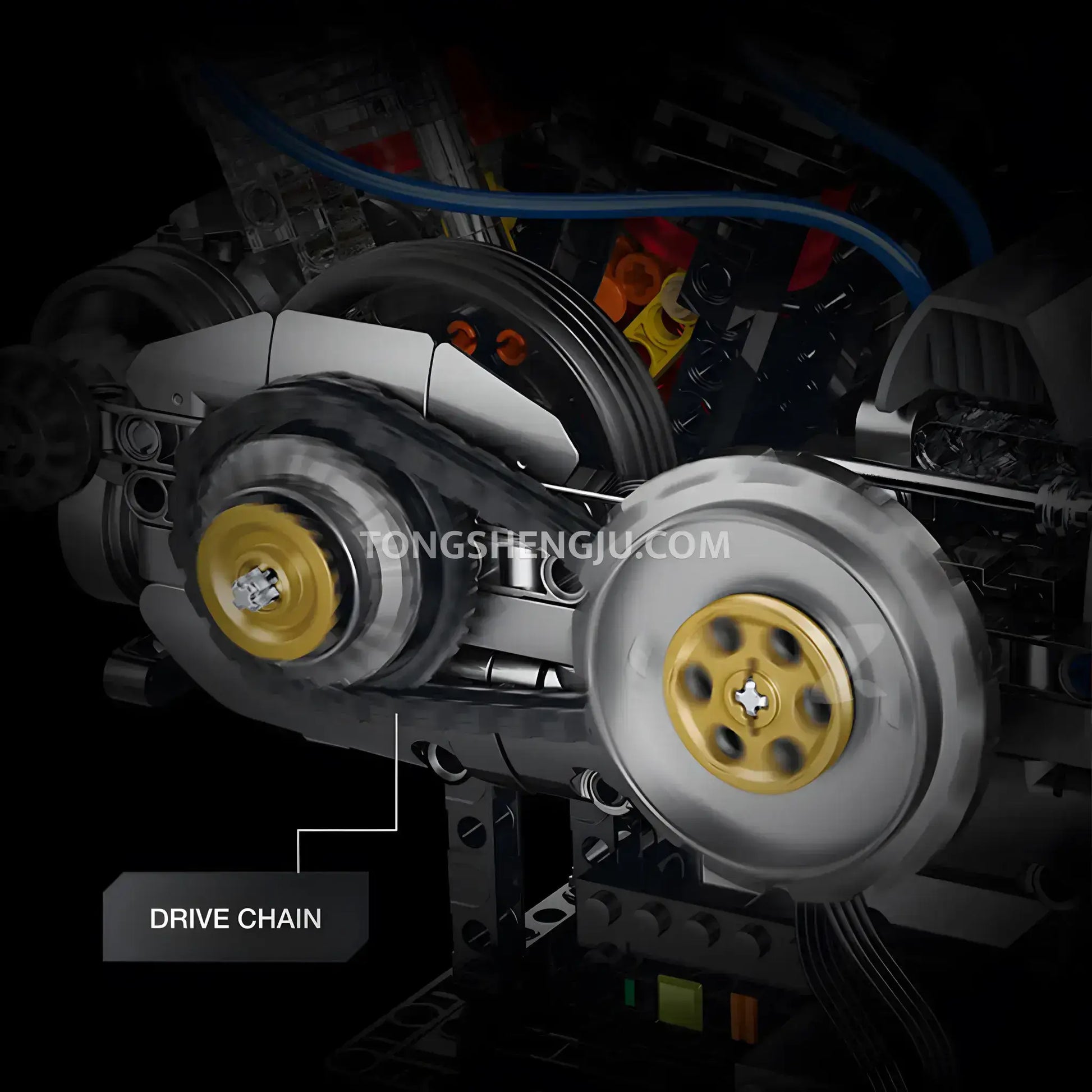 guly xinzhuan xz0015 panhead v2 engine model technic motorcyle building set drive chain