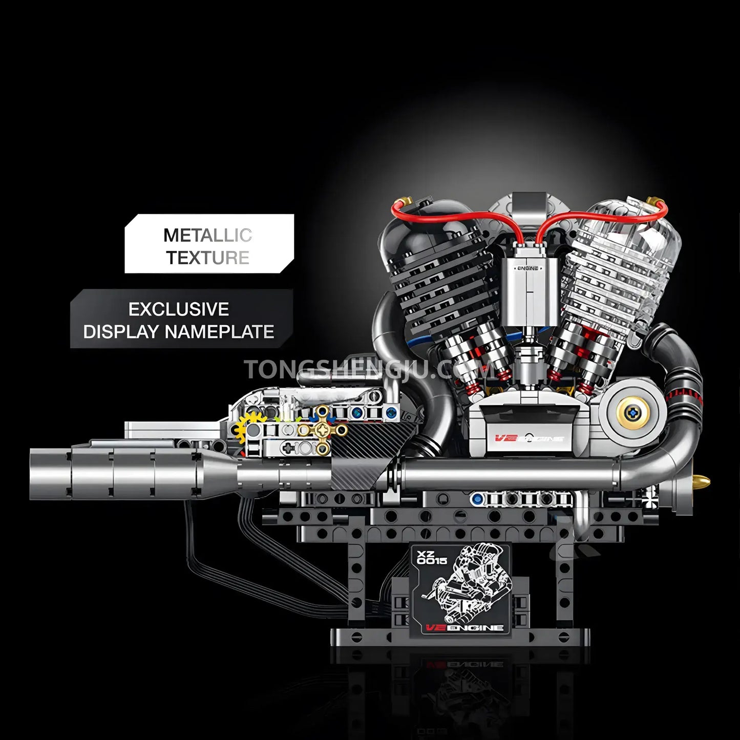 guly xinzhuan xz0015 panhead v2 engine model technic motorcyle building set exclusive display nameplate