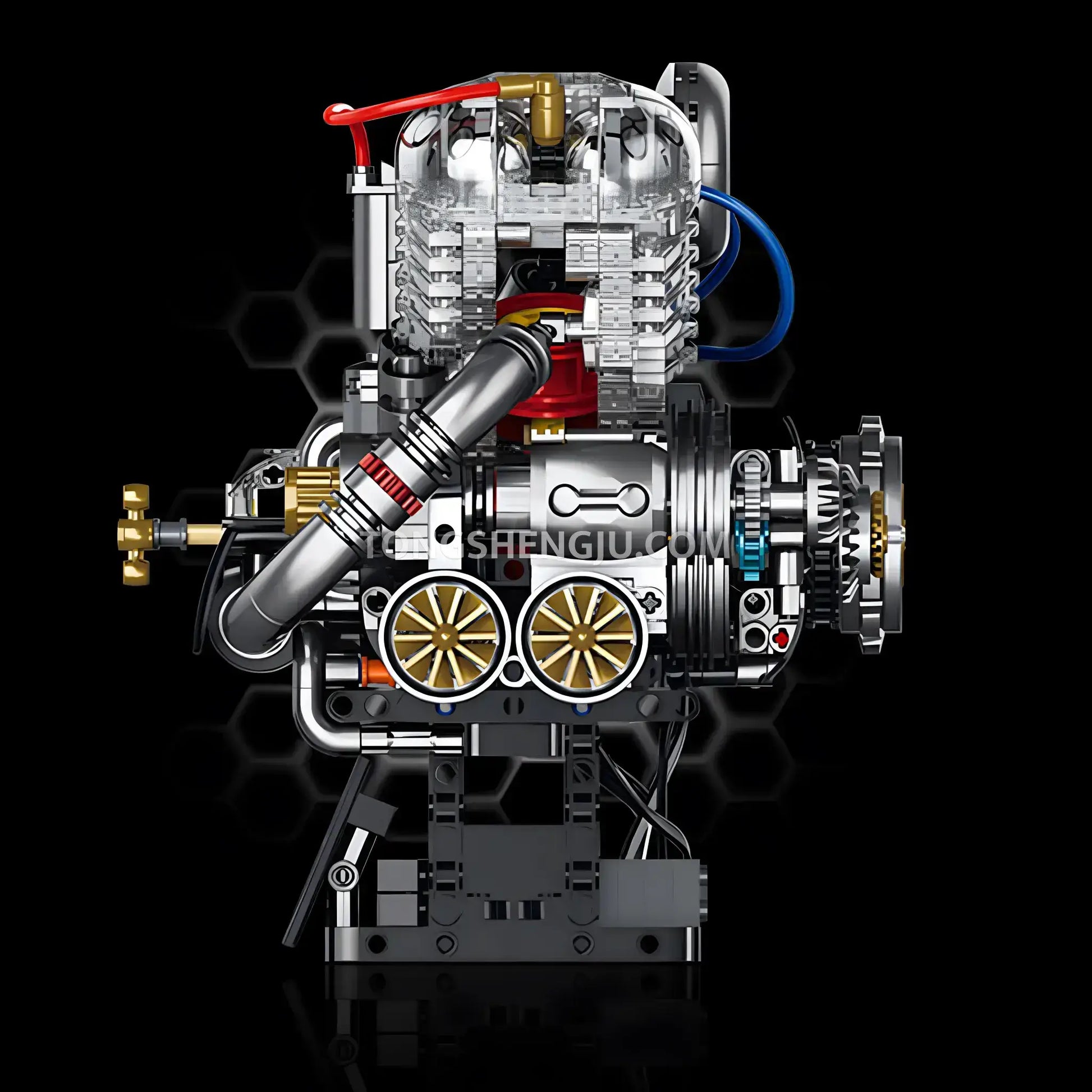 side view of guly xinzhuan xz0015 panhead v2 engine model technic motorcyle building set