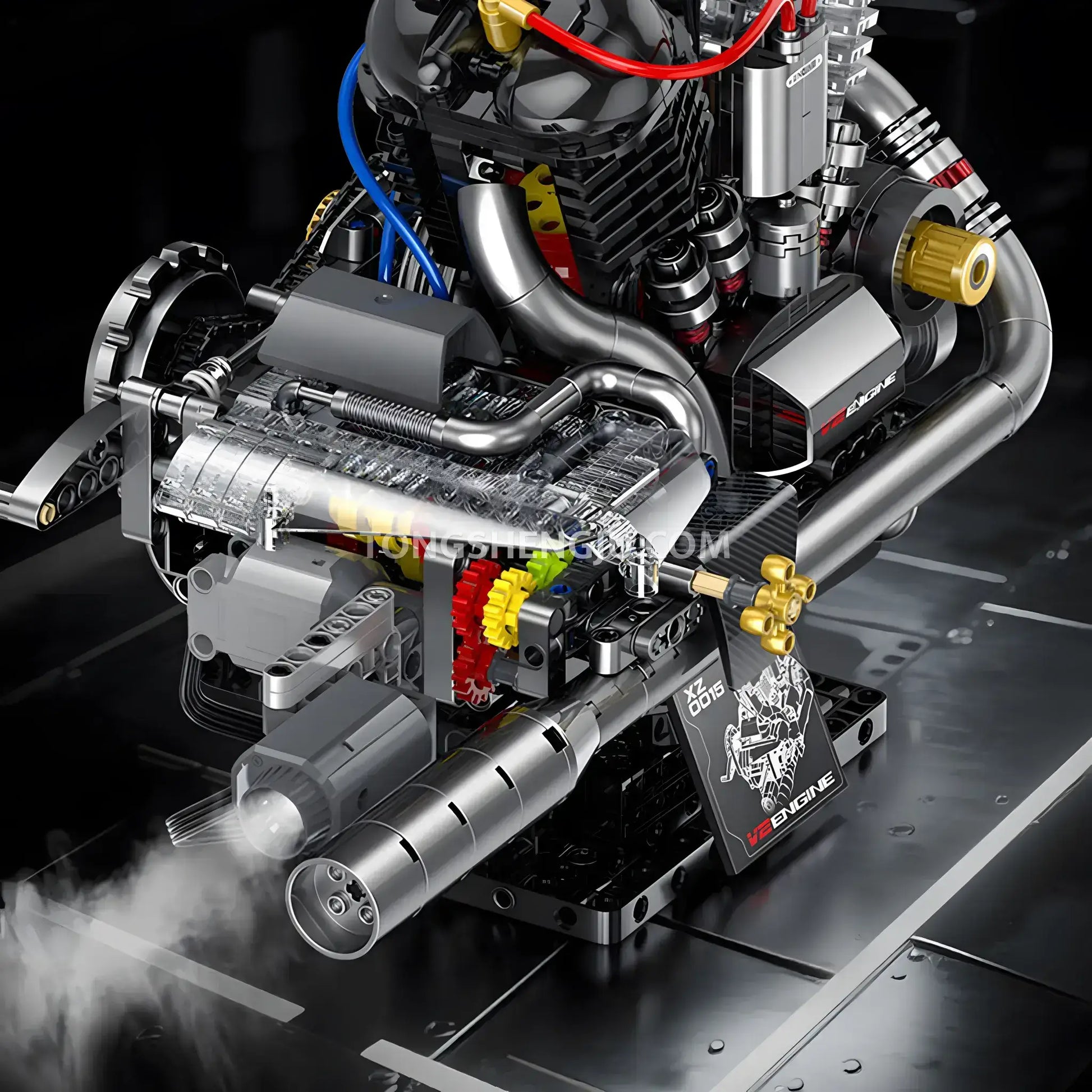 guly xinzhuan xz0015 panhead v2 engine model technic motorcyle building set simulated spray effect