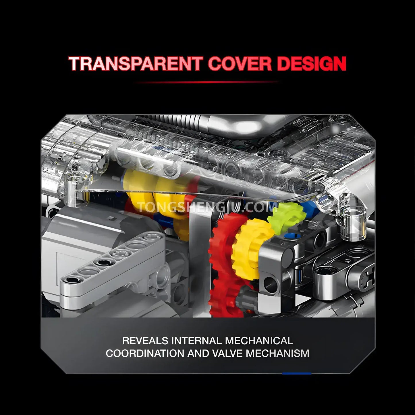 guly xinzhuan xz0015 panhead v2 engine model technic motorcyle building set transparent cover design