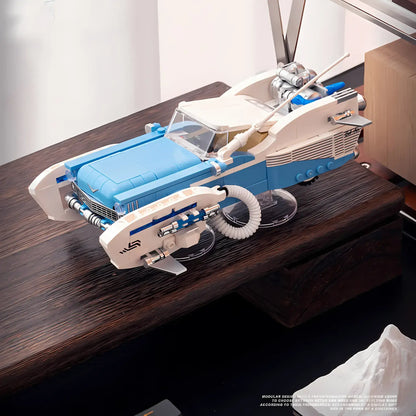 side view of happy build powerblock pb8803 sliver wing  cyclone model car building blocks toy