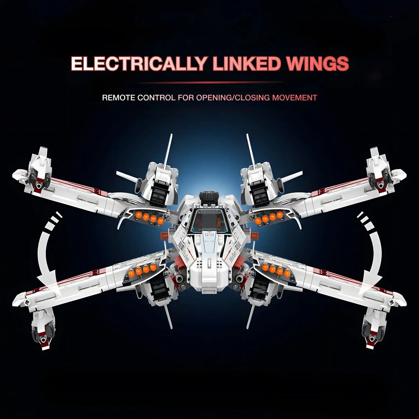 zape 98003 x-star fighter model star wars building blocks toy electrically linked wings