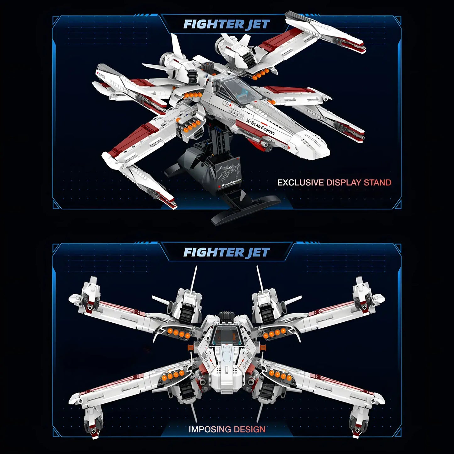 zape 98003 x-star fighter model star wars building blocks toy exclusive display stand and imposing design